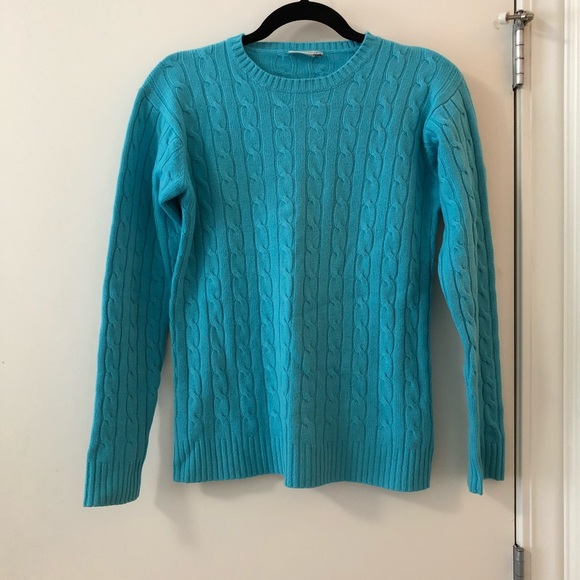 Papo d'Anjo Sweaters - Turquoise Cashmere Cableknit Sweater